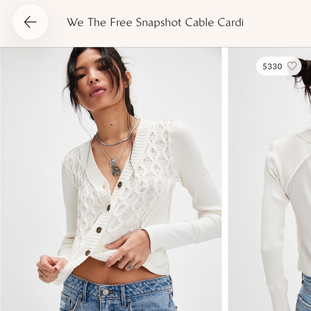 We The Free Ivory Cable-Knit Button Cardigan